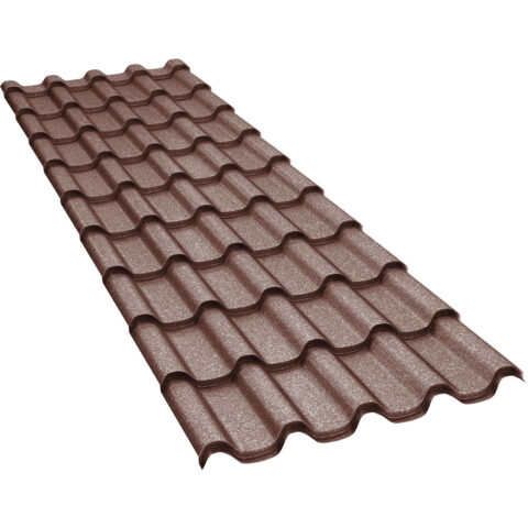 Tigla-metalica-BILKA-Romanic-Grande-Mat-Ral-8017-Maro-Ciocolatiu-0.50-mm